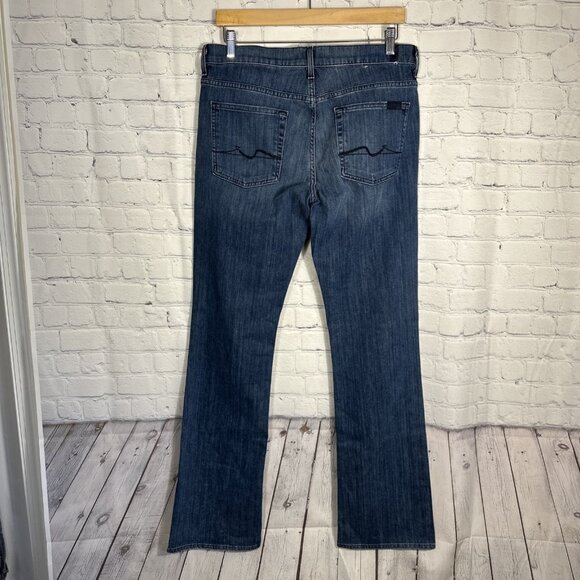 7 For All Mankind Jeans Size 32x35 Womens Blue Stretch Pant High Waist Bootcut - Picture 7 of 13